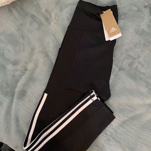 Adidas Black w white stripe Leggings BrandNewTags